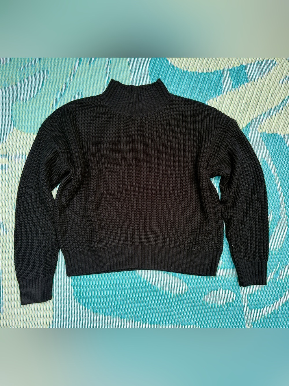 Classic Black Ribbed Mock-Neck Sweater